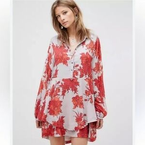 Free People floral long sleeve mini dress Size Medium